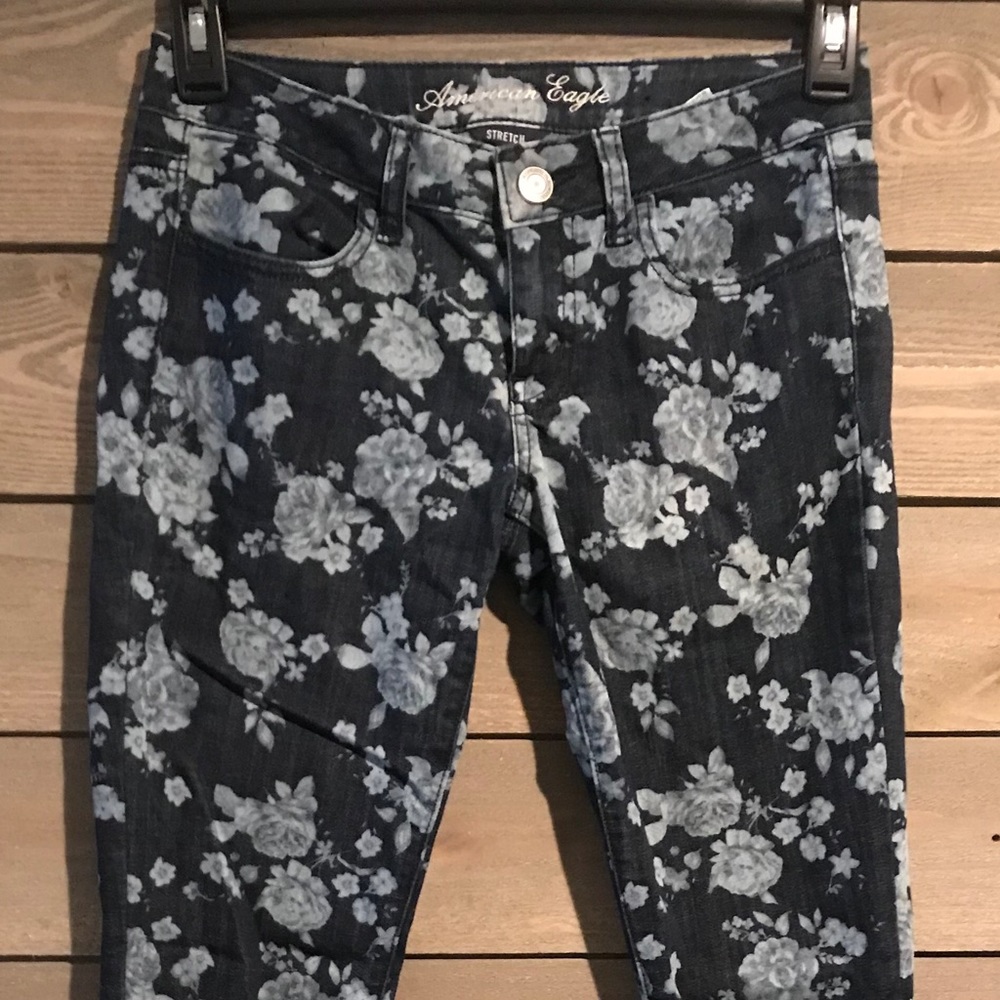 🌹 rose print skinny denim